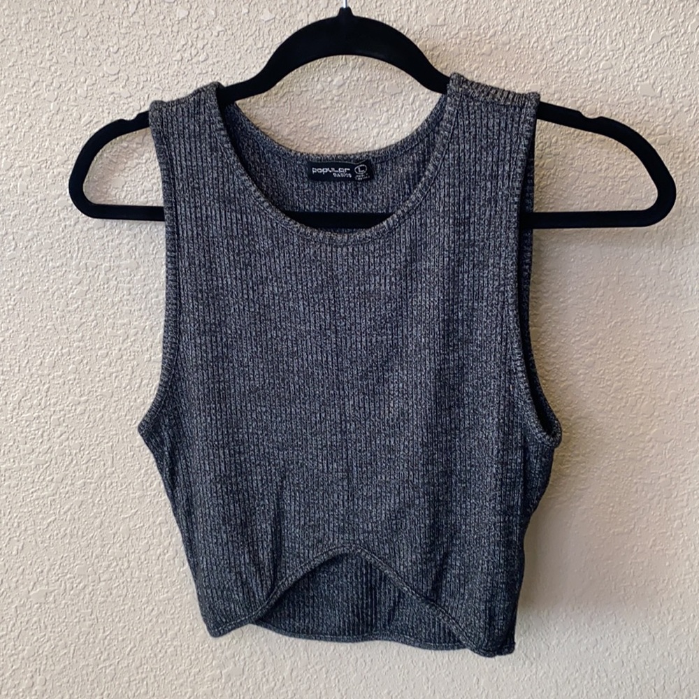 Grey knit crop top